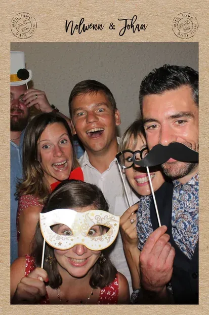 Masque d'impression photobooth, mariage : fond kraft et calligraphie, en format vertical